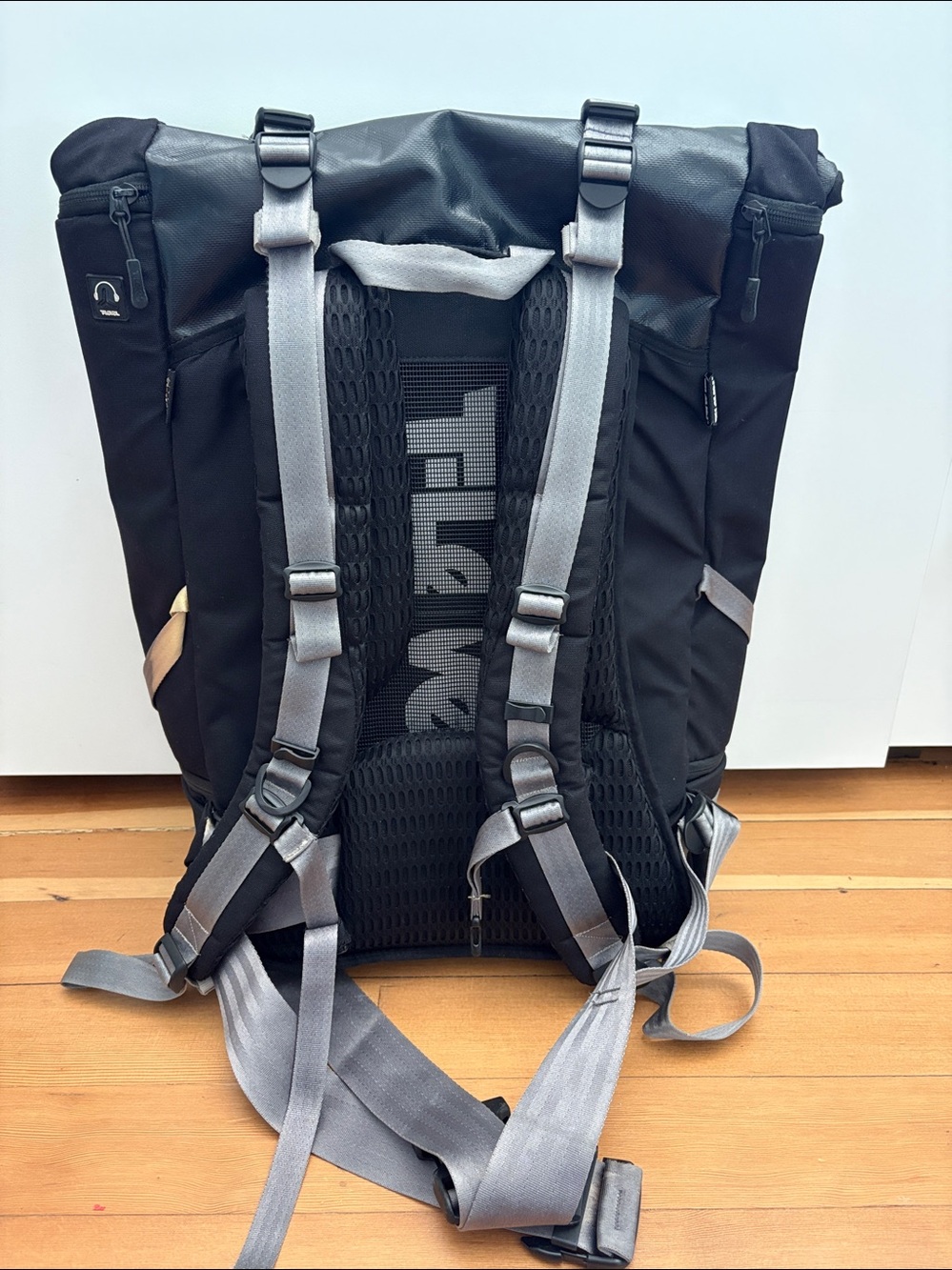 T-Level South Korean Black and Gray Roll-Top Backpack - Picture 2 of 7